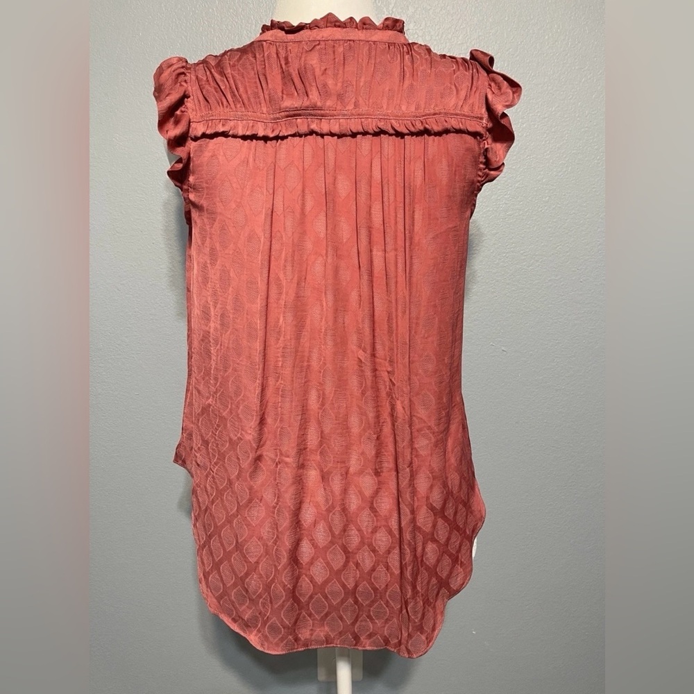 Maeve Anthropologie Women Blouse Rose Tyrie Ruffle Sleeveless V Neck Small - Picture 2 of 14